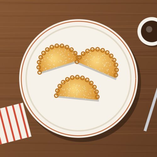 Empanadas de viento ecuatorianas con azúcar y café