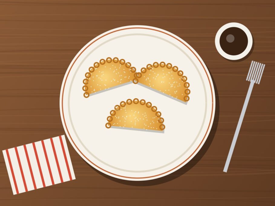Empanadas de viento ecuatorianas con azúcar y café
