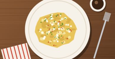Tigrillo zarumeño de verde con huevo y queso, con café