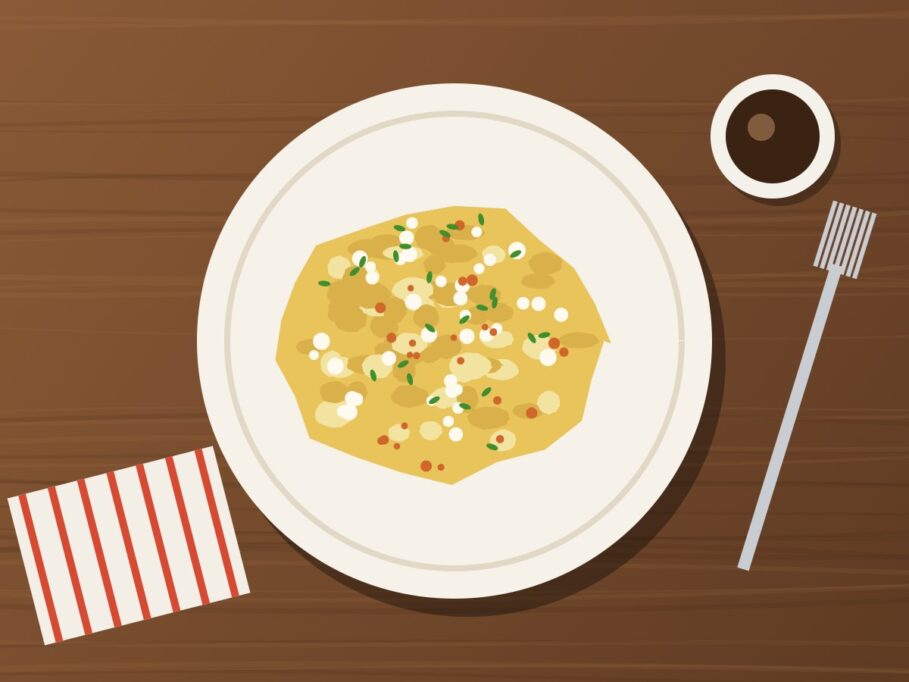 Tigrillo zarumeño de verde con huevo y queso, con café